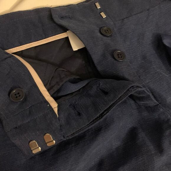 Aritzia Wilfred linen blend navy blue button tie pleated shorts Sz 00 XS - Picture 7 of 8